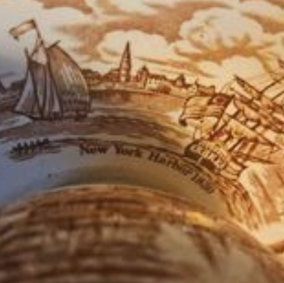 set staffordshire england Fair winds NY harbor 1830 connected China cups Saucers - Picture 2 of 7